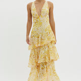 LISA | Florales Volant Maxi Kleid