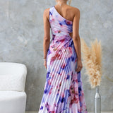 ELLA | One-Shoulder-Plissee-Midikleid